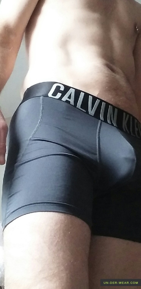Gray Calvin Klein spandex trunks
